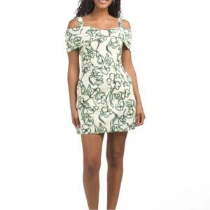 NWT $450 Nicholas Alma Floral Off-Shoulder Dress in Willow Ivory Floral, Size 6